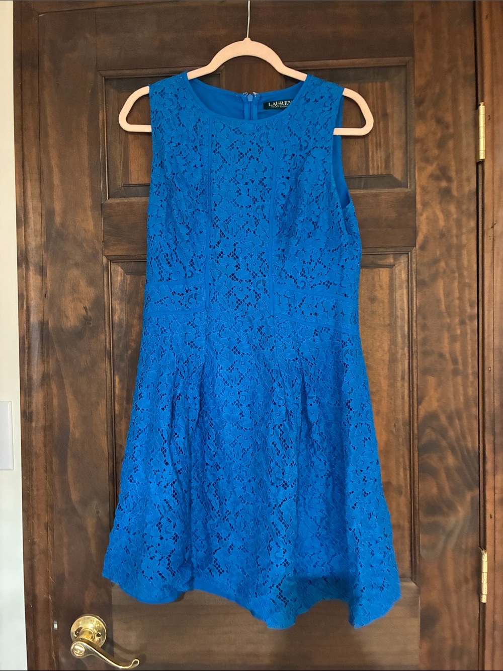 Lauren Ralph Lauren Electric Blue Lace Fit & Flare Mini Dress